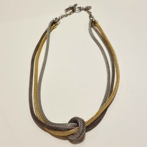 Brand New Erica Zap Three Strand Mesh Necklace With Floating Ring